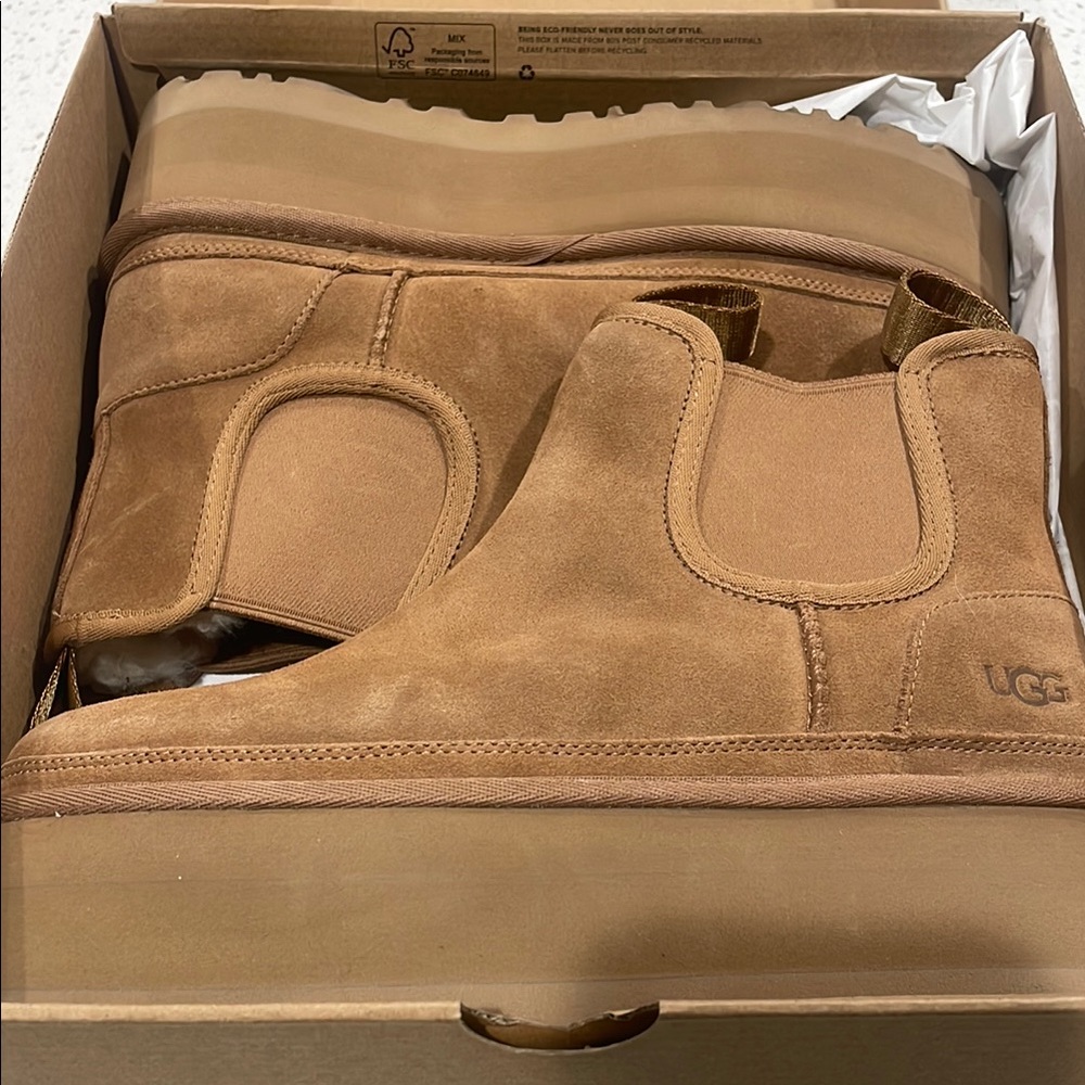 UGG Chestnut Suede Slip-On Boots
